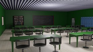 anime classroom Low-poly 3D Model