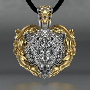 Jewelry Necklace Tiger Pendant with Patterns 0323 Stl 3dm Fbx