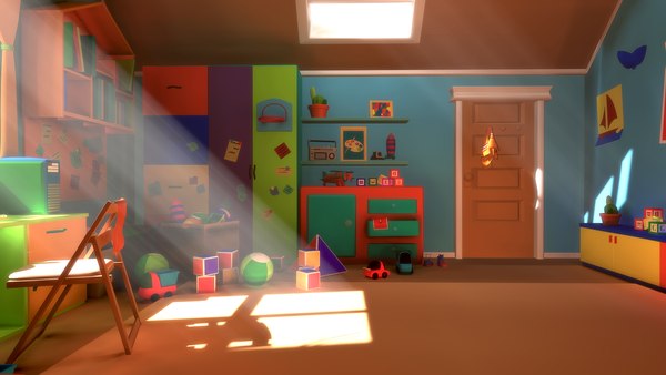 bedroom cartoon - asset 3D