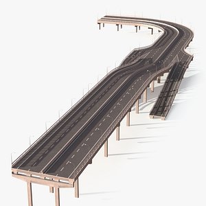 Connectable Highway Road Elements Entrance Ramp model