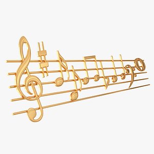 Golden Music Stave and Notes