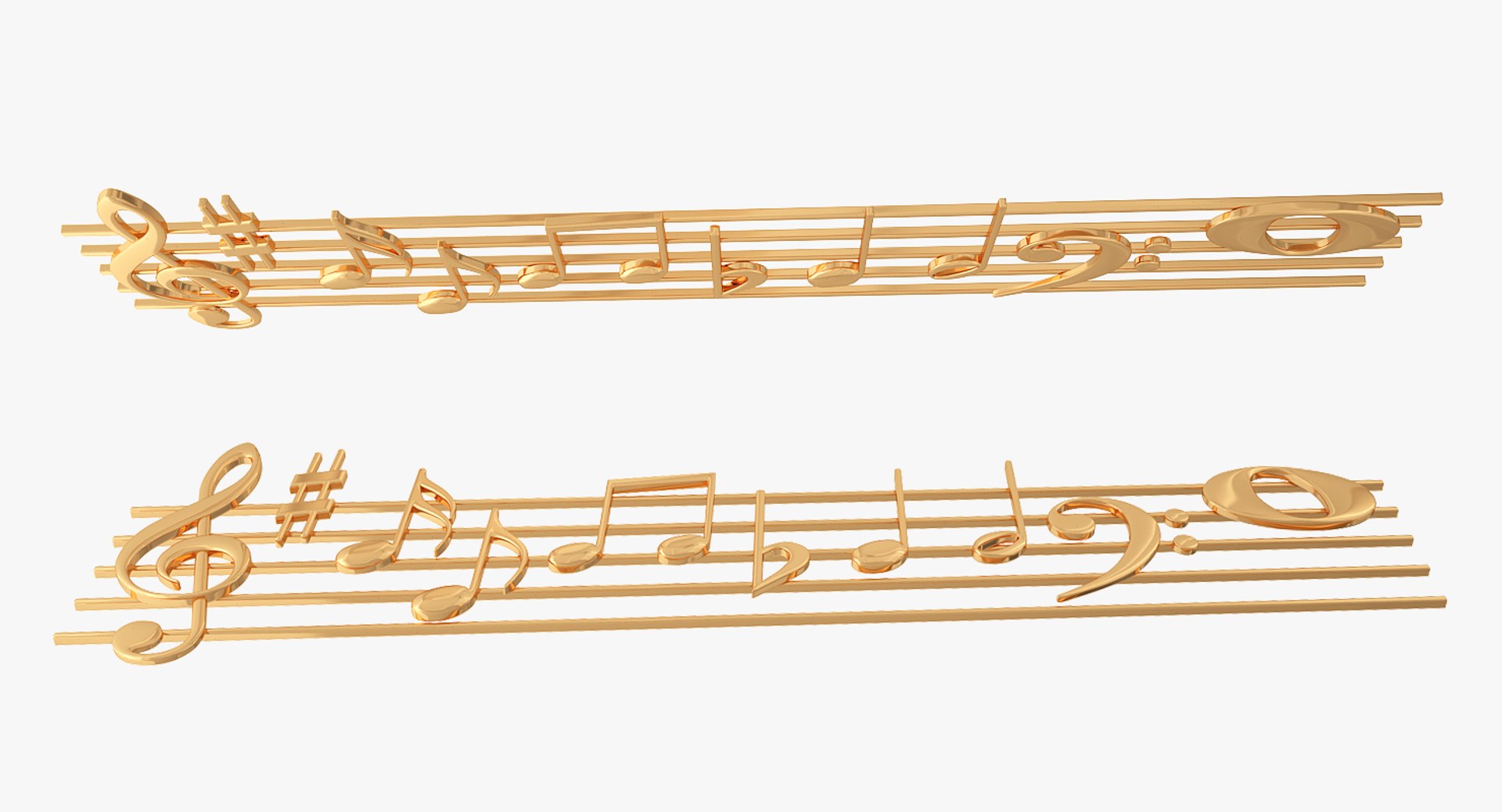 3D Model Golden Music Stave Notes - TurboSquid 1430095