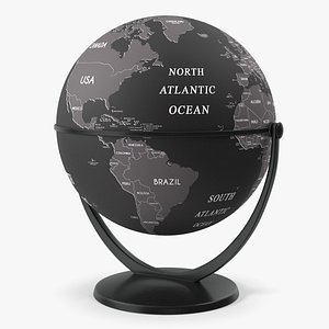 Black World Globe with Stand 3D