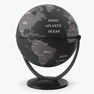 Black World Globe with Stand
