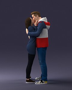 3D kiss couple model