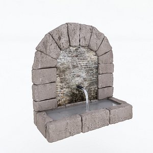 3D old stone fountain
