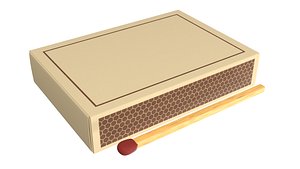 3D Matchbox Matches in Box PBR model