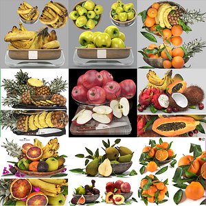 bowls of fruits collection 03 model