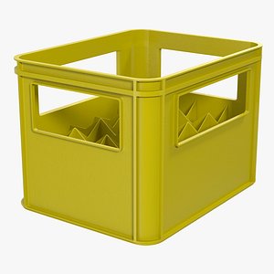 3d plastic bottle crates yellow model