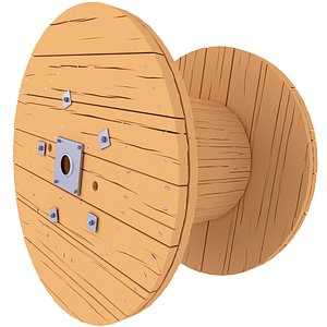 Old Wooden Cable Reel Spool Drum Roller 1 3D model