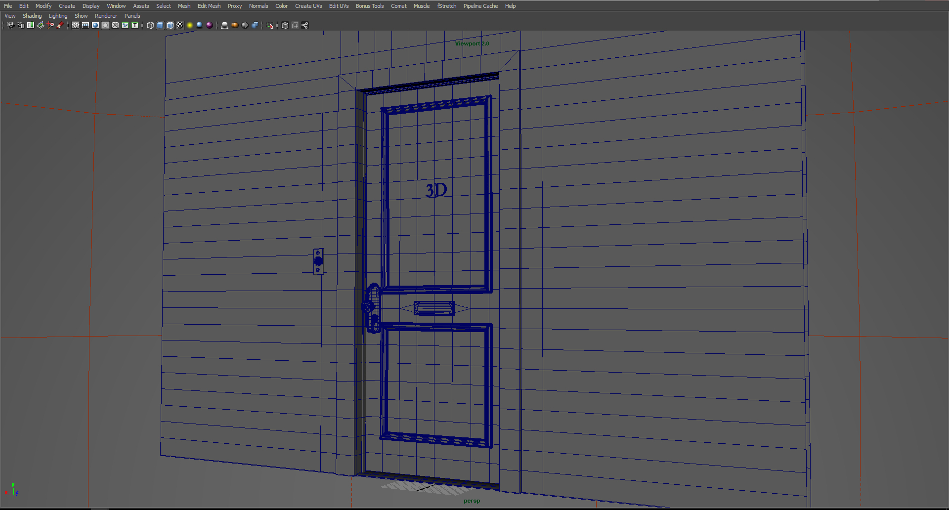 3d model of cartoon door animation rig