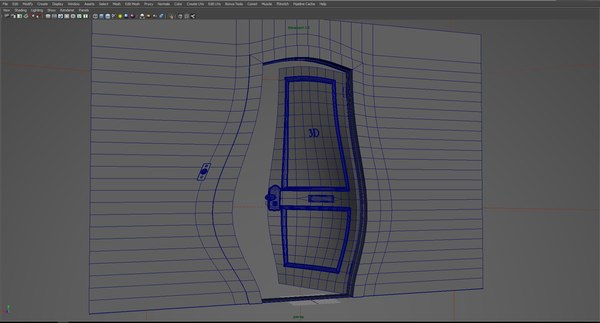 3d model of cartoon door animation rig