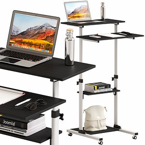 Mount-IT Mobile Stand Up Desk with Accessories 3D model