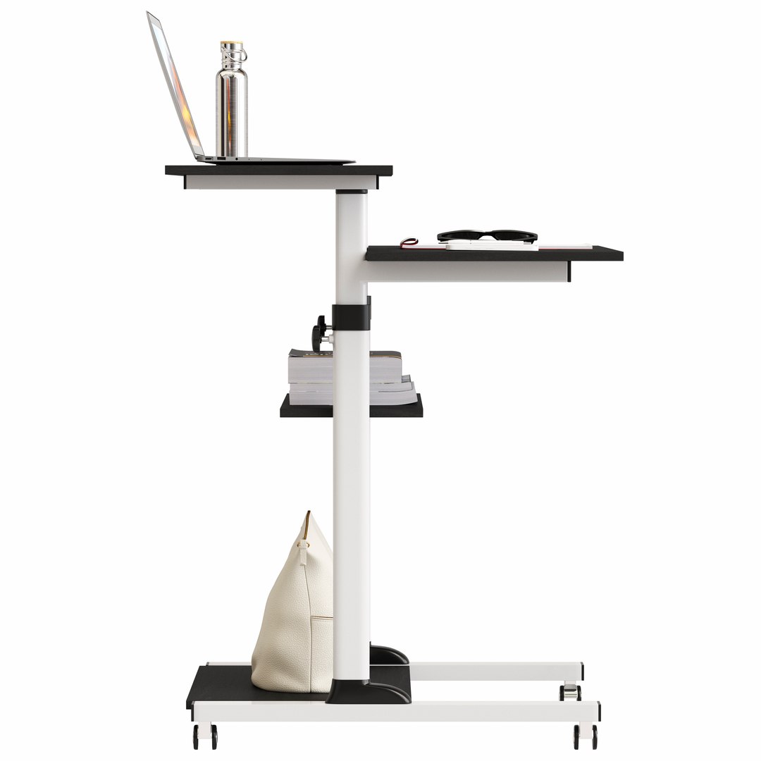 MountIT Mobile Stand Up Desk With Accessories 3D Model TurboSquid 2165627