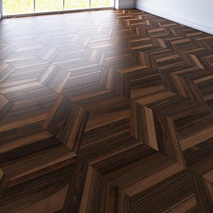 3d model parquet hexagonal