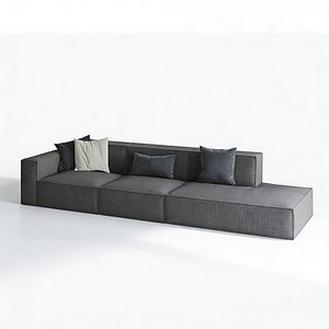Modern Modular Sofa Low Sectional Couch 3D Model 3D model