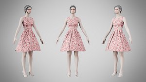 3D Dress 33 Crimson Bloom Lattice