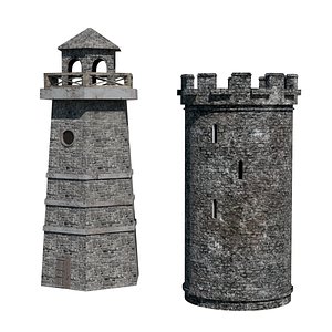 Medieval Watch Towers 3D model