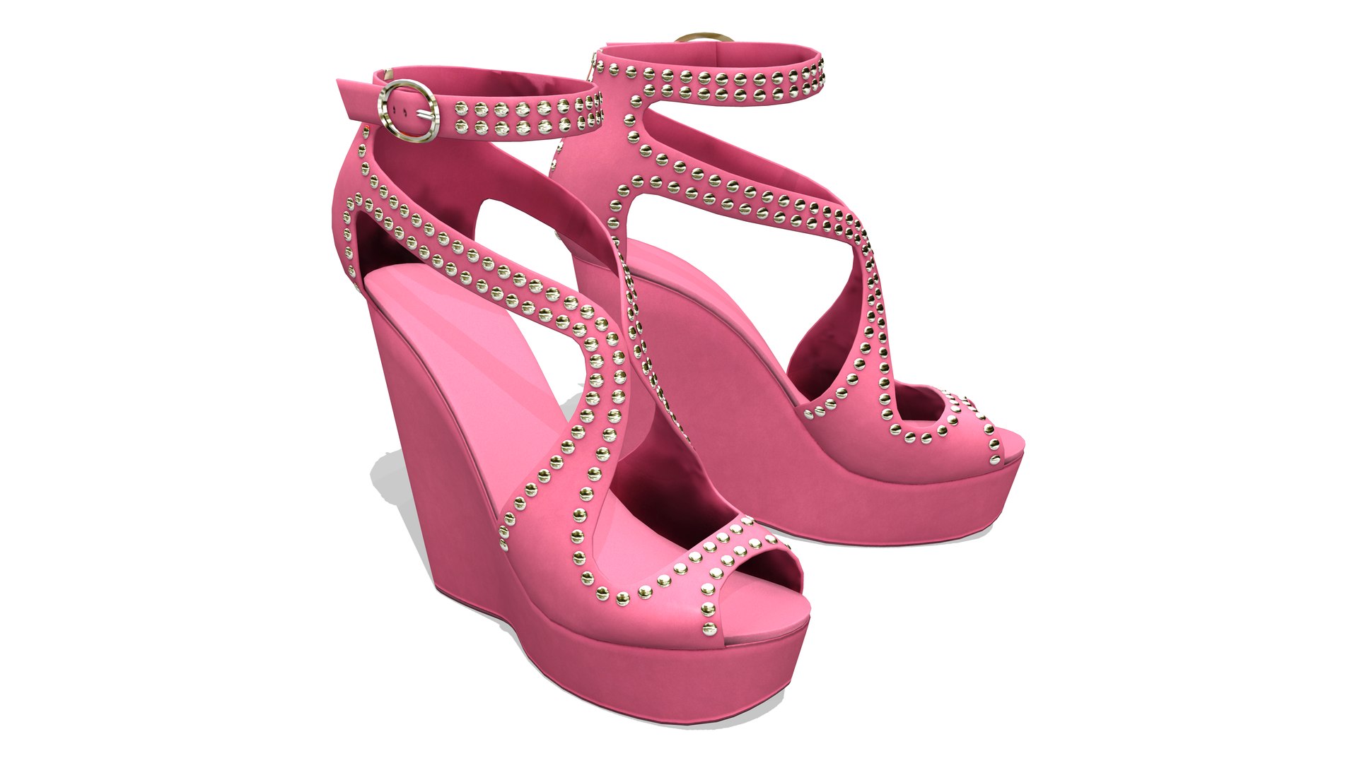 Timeless Studded Wedges Heel Shoes 3D Model TurboSquid 1918524