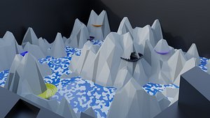 Cartoon Landscape Low Poly  3D Hidden Mountain 3D model