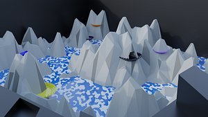 Cartoon Landscape Low Poly  3D Hidden Mountain