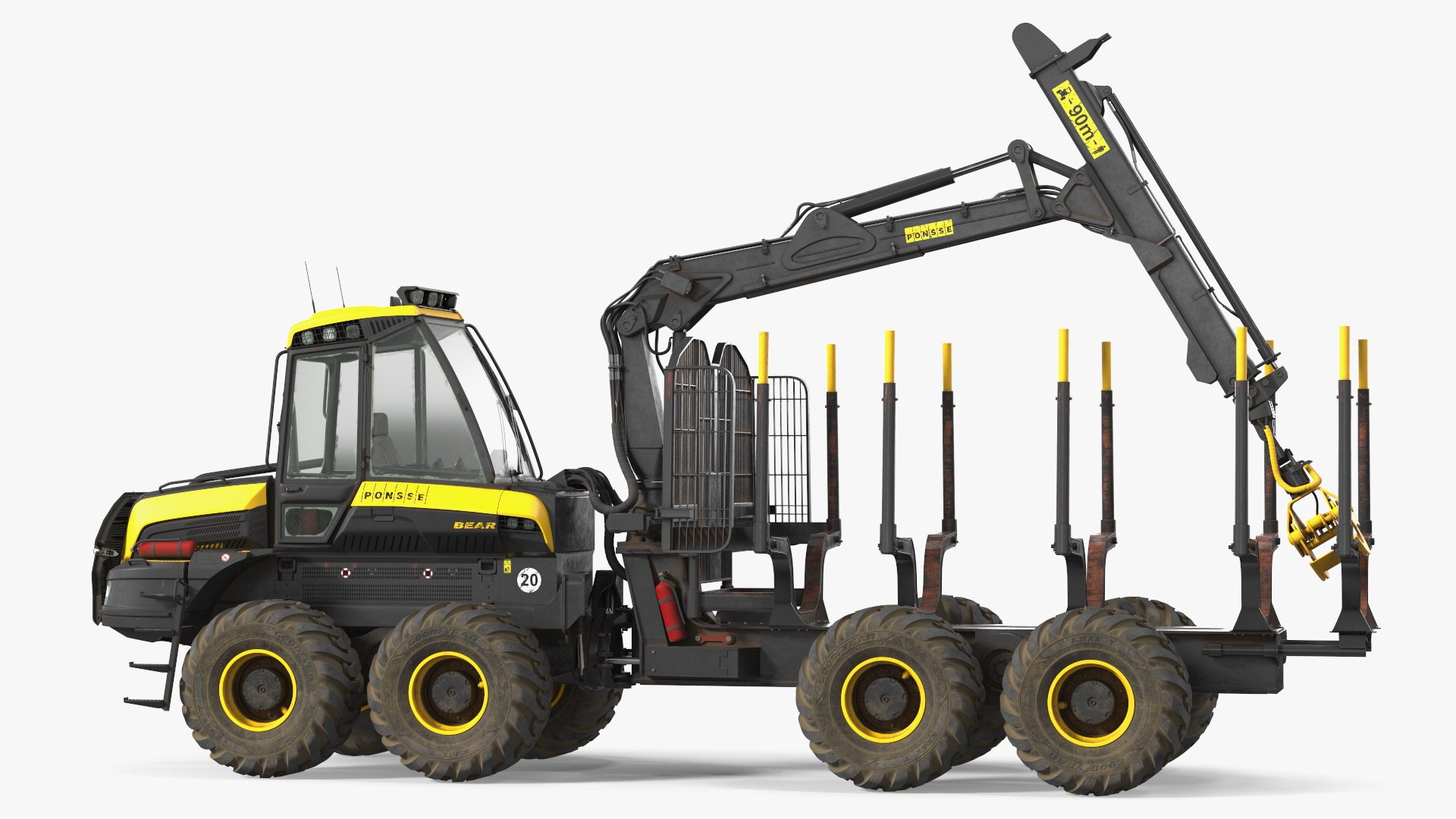 Forwarder Ponsse Buffalo 8W Dirty Rigged 3D model preview