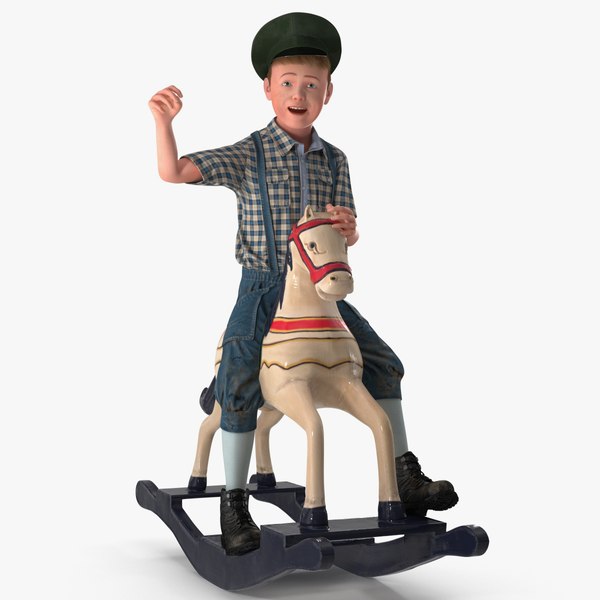 vintage rocking horse child boy 3D model