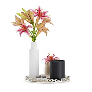 tray flower bouquet 3D model