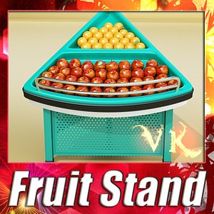 3d model fruits stand apples oranges