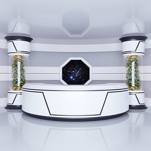 3D Scifi futuristic reception space interior
