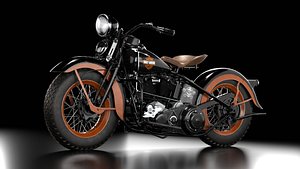 Harley Davidson Knucklehead 1936 Motorcycle Low Poly