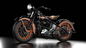 Harley Davidson Knucklehead 1936 Motorcycle Low Poly
