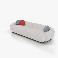 Pharoah Sofa - Rounded Cream Sofa with Velvet Pillows