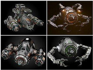 Sci-Fi Drones Rigged - 4 in 1