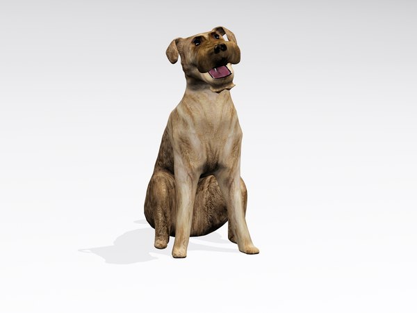 座っている犬3dモデル Turbosquid