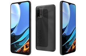 Xiaomi Redmi 9T Carbon Gray Low Poly 3D model
