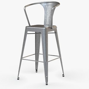Vintage Metal Bar Stool with Back