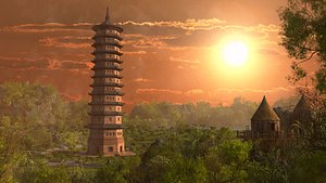 Bao Thien Pagoda Landscape 3D