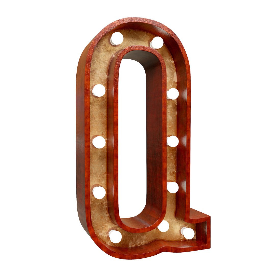 Marquee Letter Q Light Bulb Wooden Glow Sign Model - TurboSquid 1974618