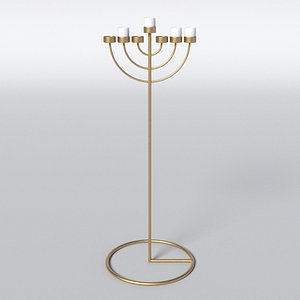 3D menorah candle copper model