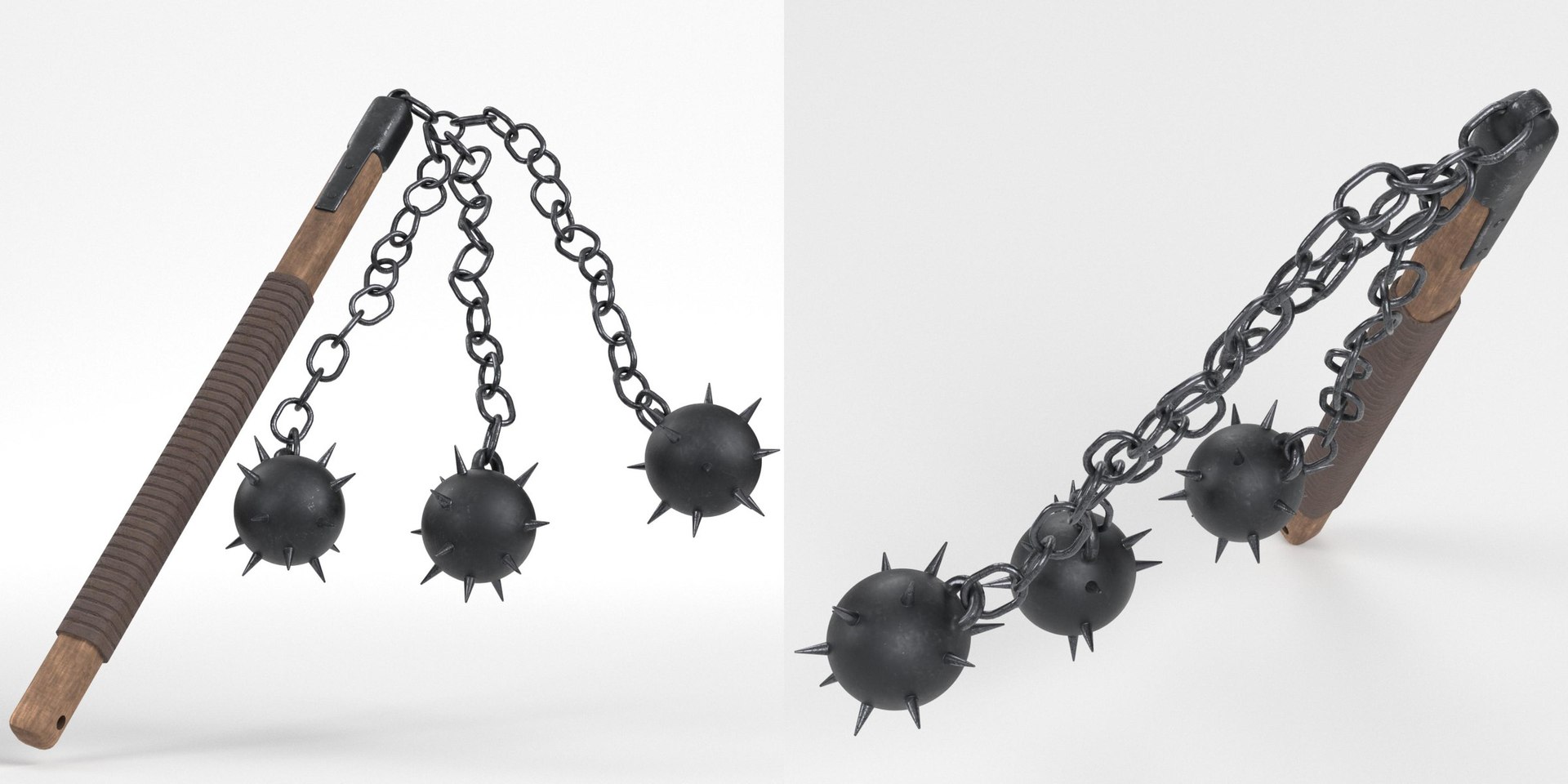 Three Ball Medieval Flail 3D Model - TurboSquid 2006071