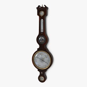 3D antique mahogany barometer model