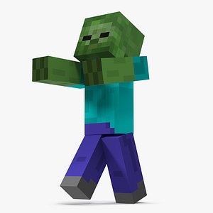 minecraft zombie rigged 3d model