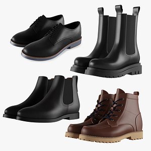 Classic Men's Shoes Set 3D model