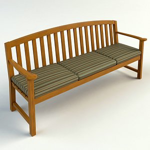 3d wooden bench