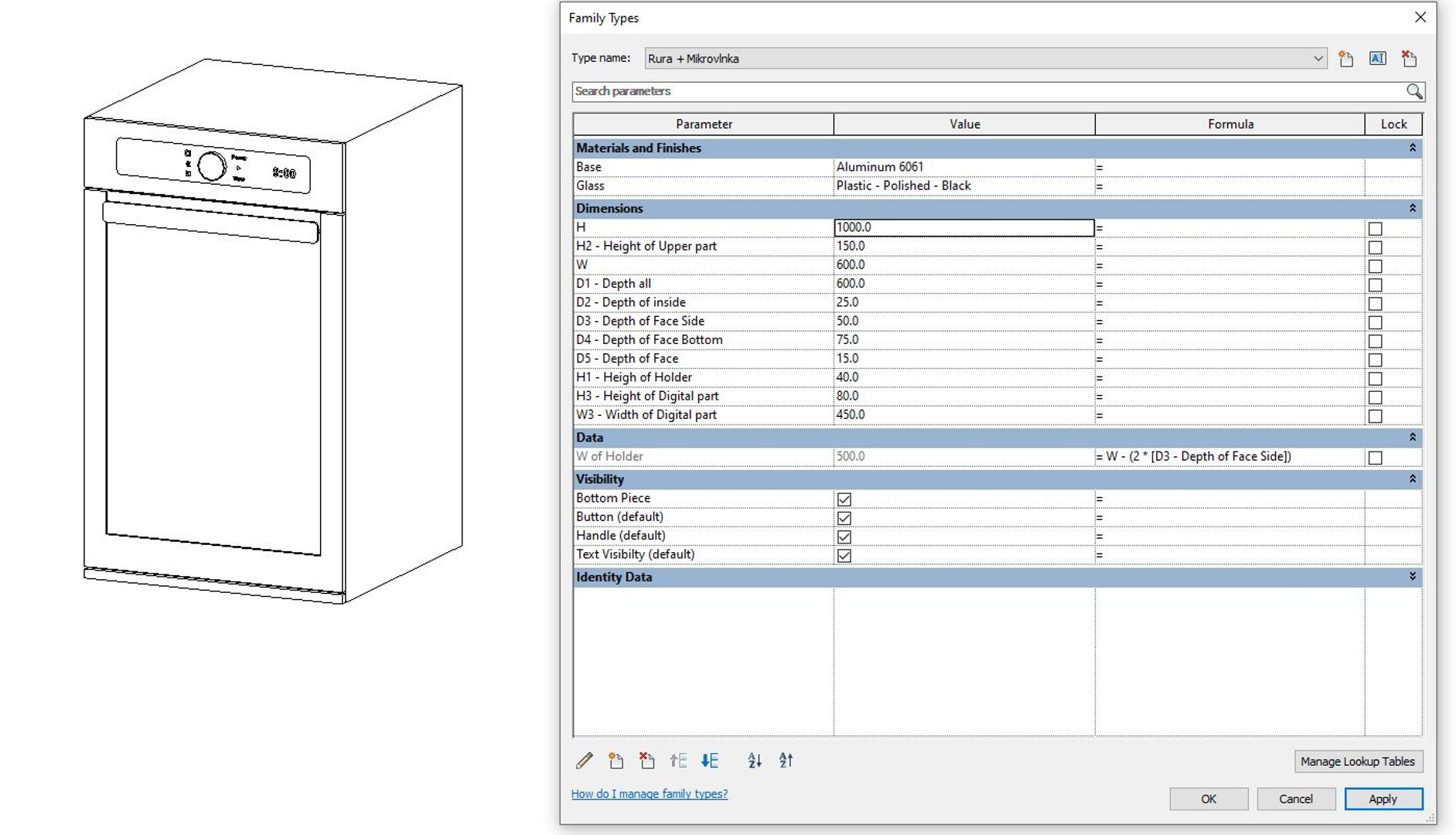 Parametric Oven Microwave Revit 3D Model TurboSquid 1515133