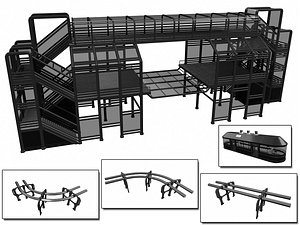 sci-fi modular tram kit 3D model