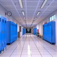 School Hallway - Blue