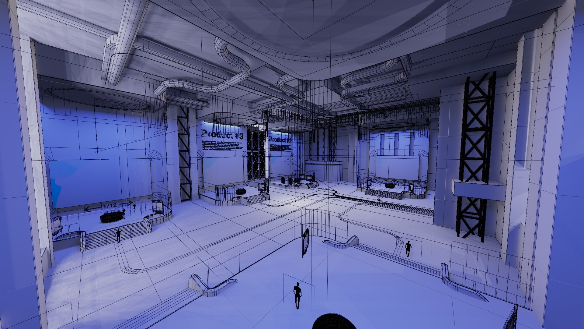 3D Model Sci Fi Exhibition Hall Interior With Real World Scale 2 ...