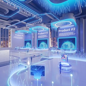 3D model Sci Fi Exhibition Hall Interior with real world scale 2